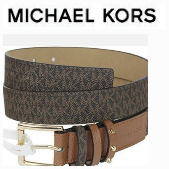 Michael Kors‎ Logo Signature Square Gold Buckle Belt
